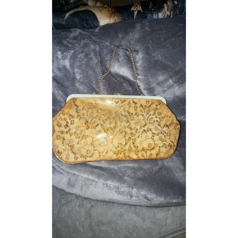 Vintage vinyl and lace bag